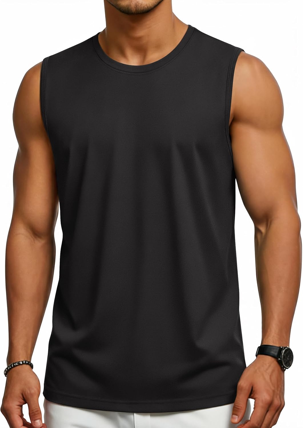 Cotrasen Mens Tank Tops Sun Protection Sleeveless Shirt Lightweight Summer Cooli