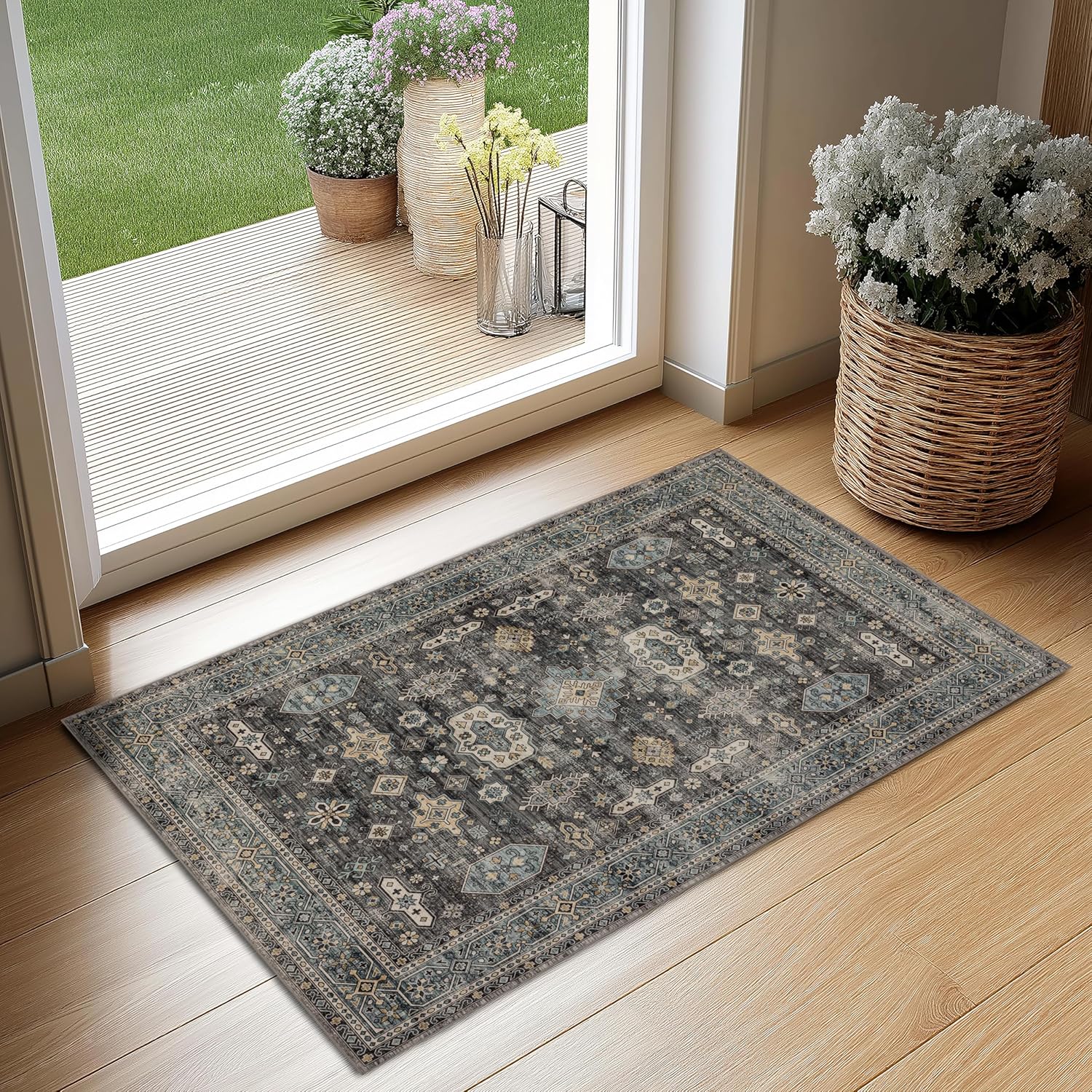 Ruaruarug Area Rug Non Slip Machine Washable Ultra Soft Living Room/Bedroom/Kitc