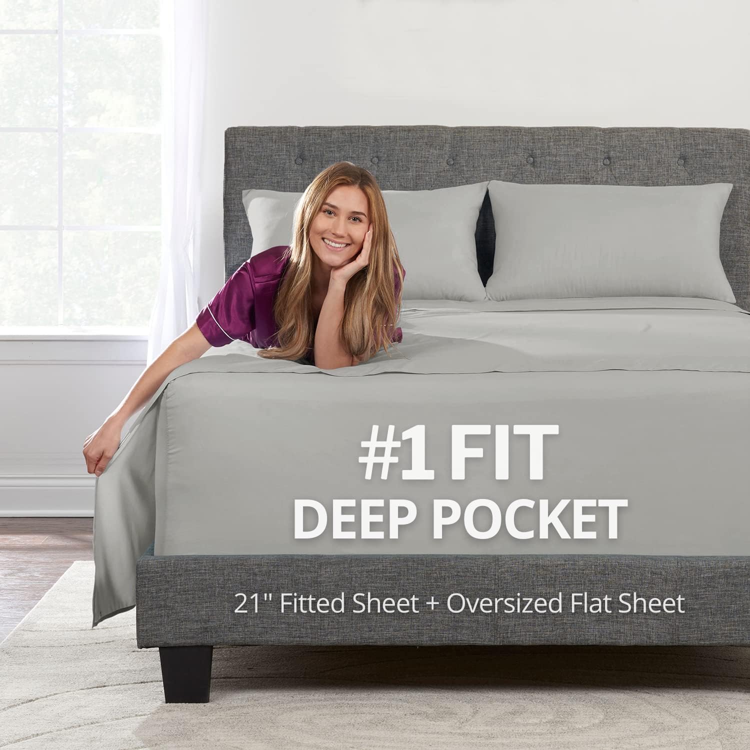 Extra Deep Pocket Queen Bed-Sheets – 4-Piece Includes: 18”-21” Inch Super Extra 