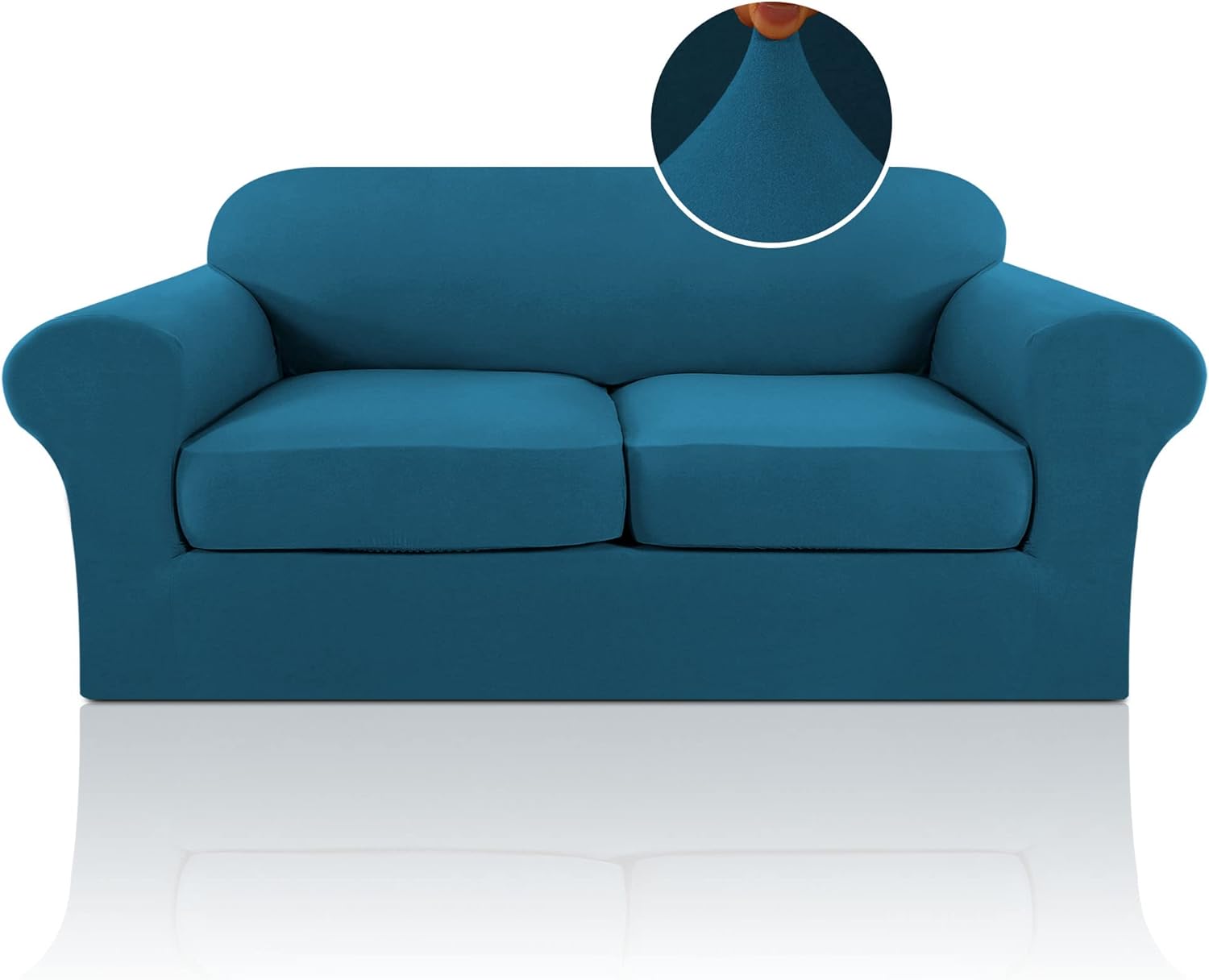 PrinceDeco Stretch 3 Pieces Couch Cover, XL Loveseat Couch Covers Base Cover Plu