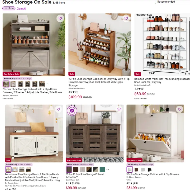 Shoe Storage On Sale: Save at Wayfair