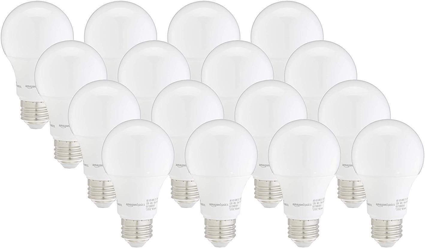 Amazon Basics A19 LED Light Bulbs, 60W Equivalent, 9W Energy Efficient, E26 Stan