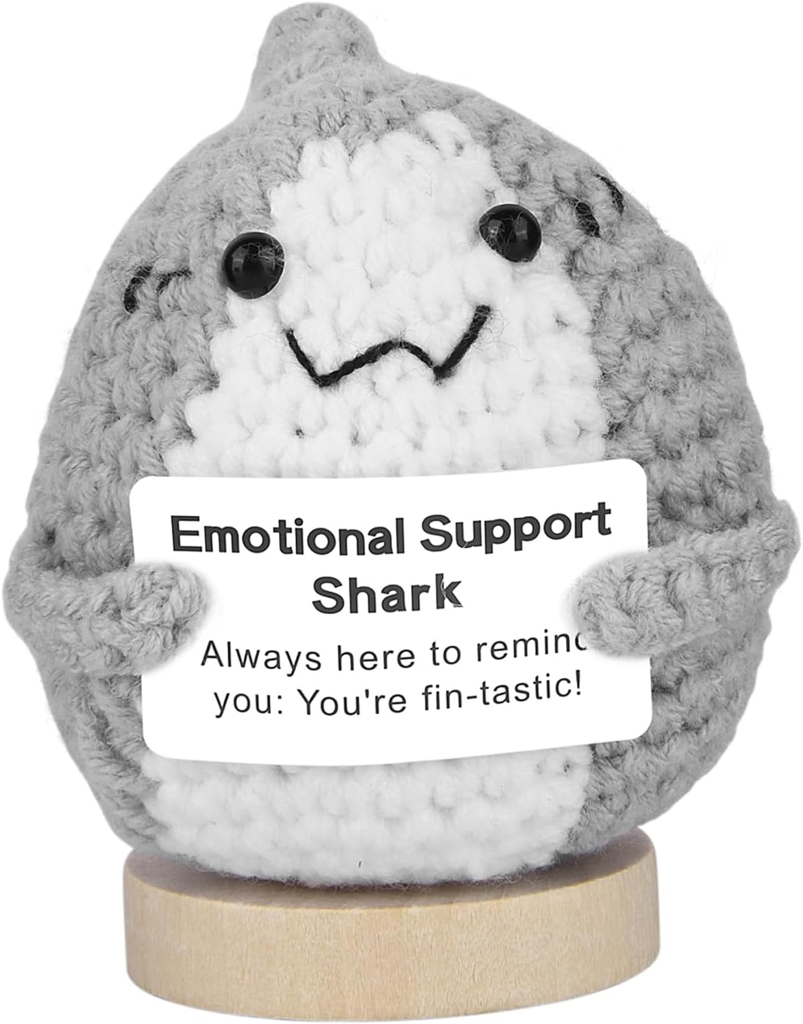 linzipe Positive Crochet Shark,Birthday Gift for Shark Enthusiasts,Handmade Funn