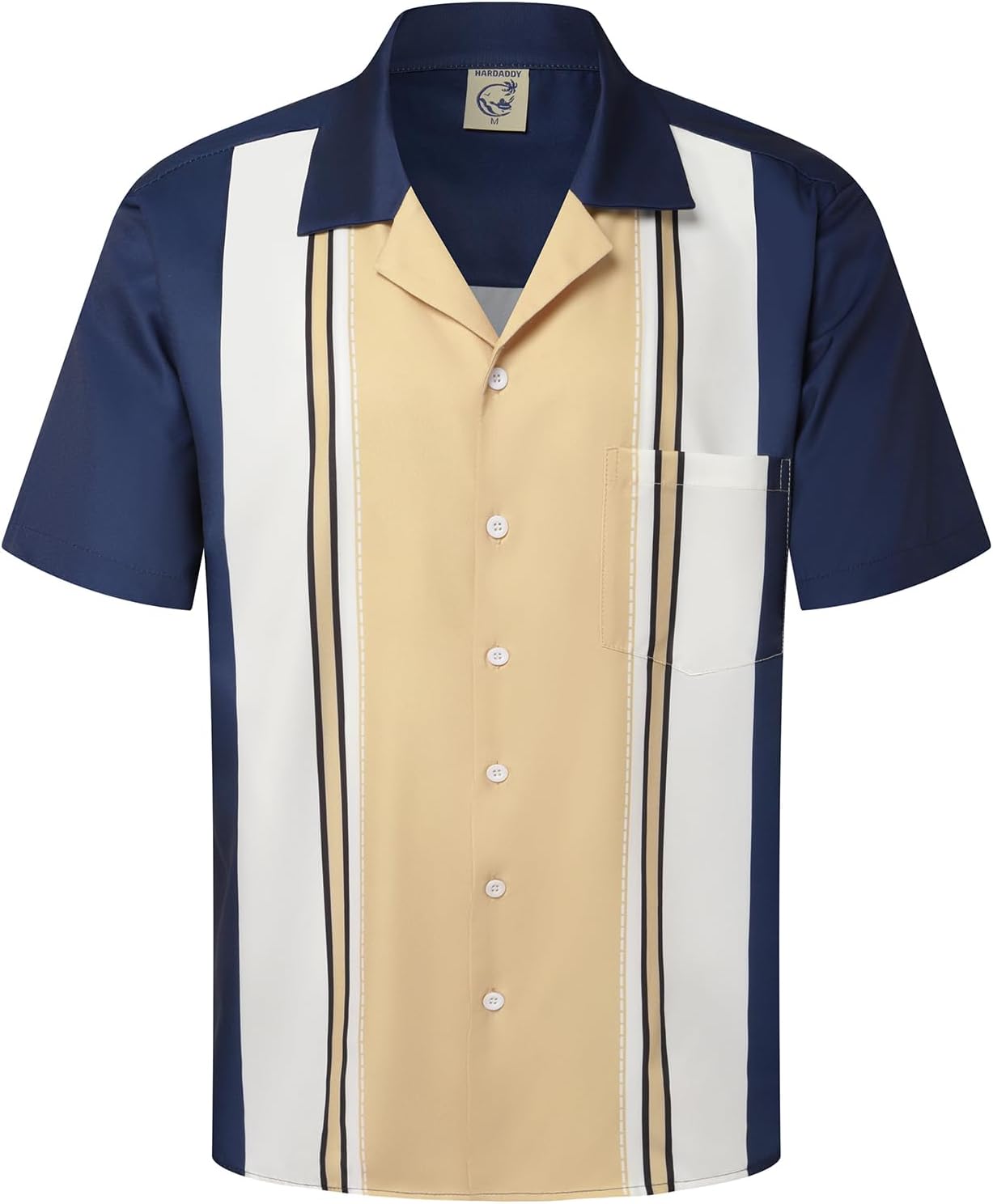 Hardaddy Men's Camp Collar Retro Vintage Bowling Shirt Short Sleeve Button Down 