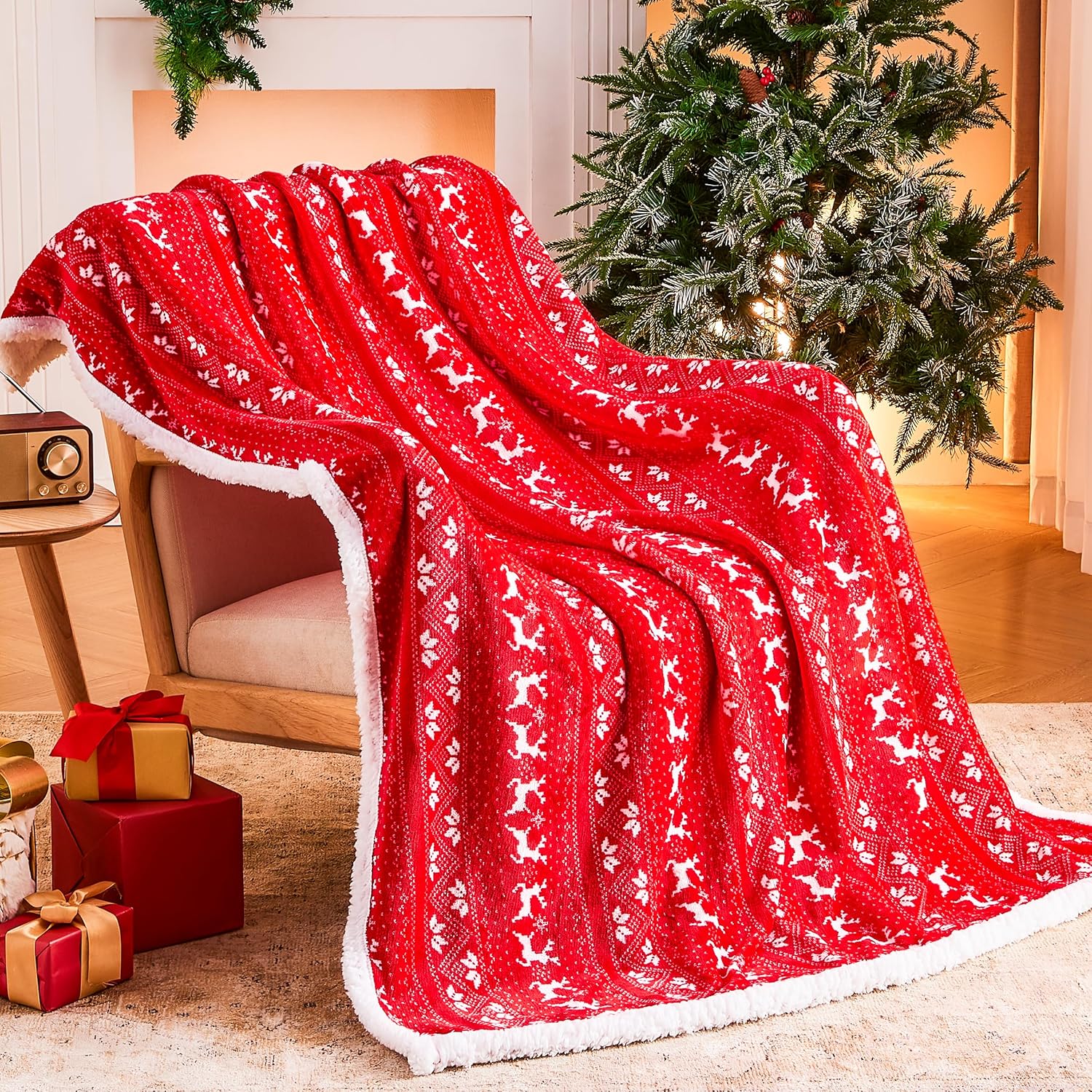 Ramees Christmas Throw Blanket, Christmas Decorations Blankets and Throws, Fuzzy