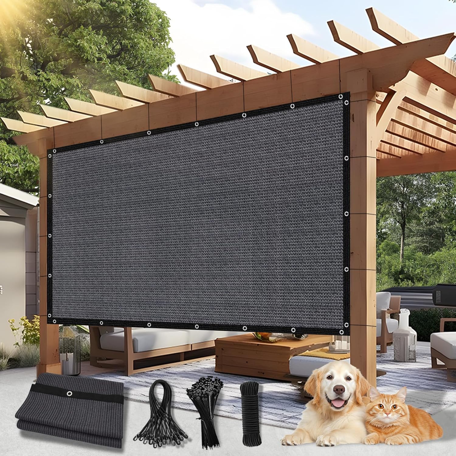 BELLE DURA 90% Outdoor Sun Shade Cloth, 10'×14' Pergola Shade Cover with Grommet
