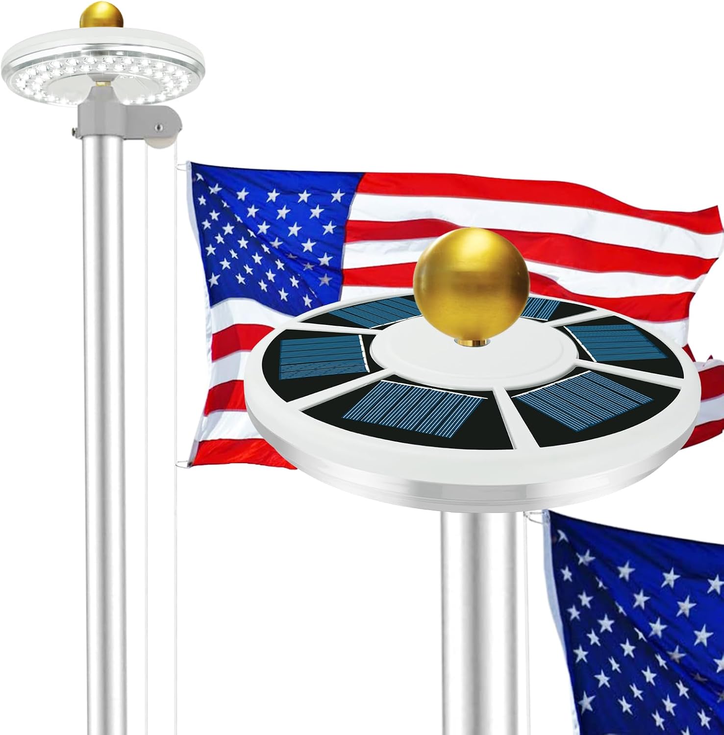 Flagpole Solar Light 60 Led Super Bright 2400mah Up to 12 Hrs,1800Lumen Fit 1/2 