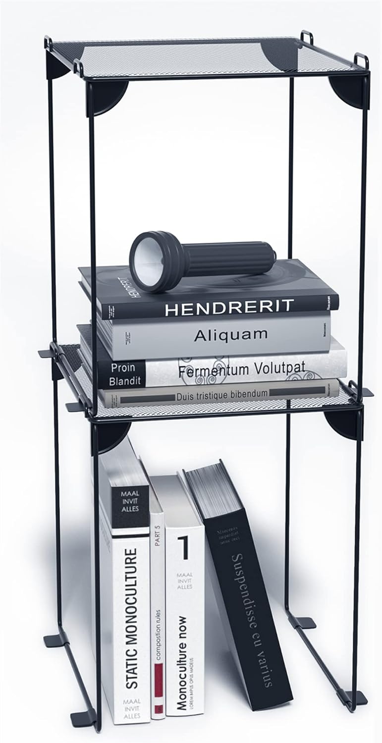 Neudeco Pack 2, Mesh Locker Shelf, Stackable Extra Tall Locker Organizer, Collap