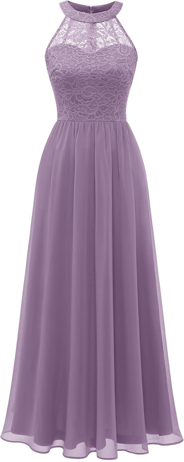 Wedtrend Women's Bridesmaid Dresses, Halter Sleeveless Cocktail Dress Ruffle Flo