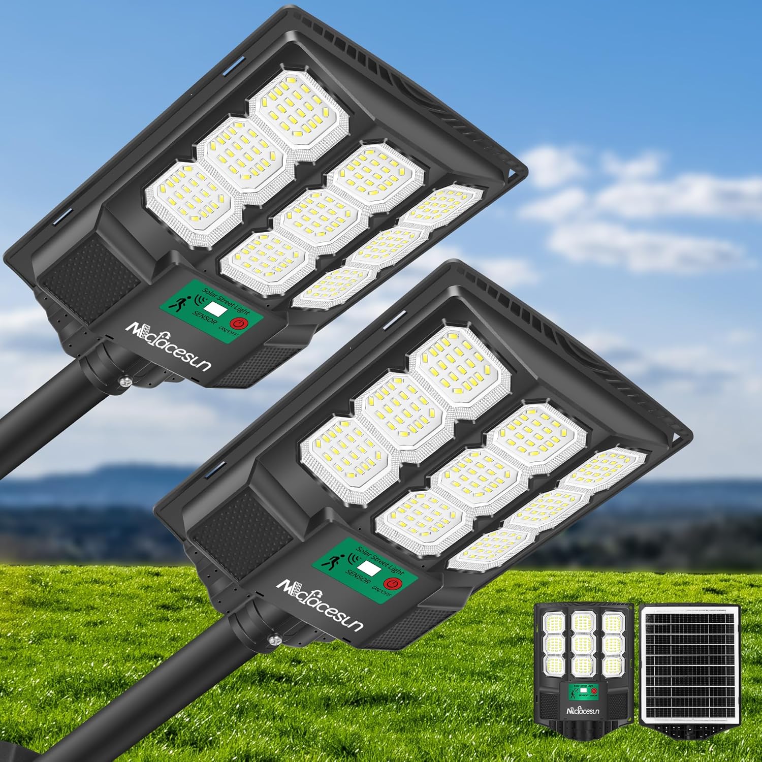 Mcfacesun Solar Lights Outdoor 12000LM -6500K Solar Street Light, IP66 Waterproo