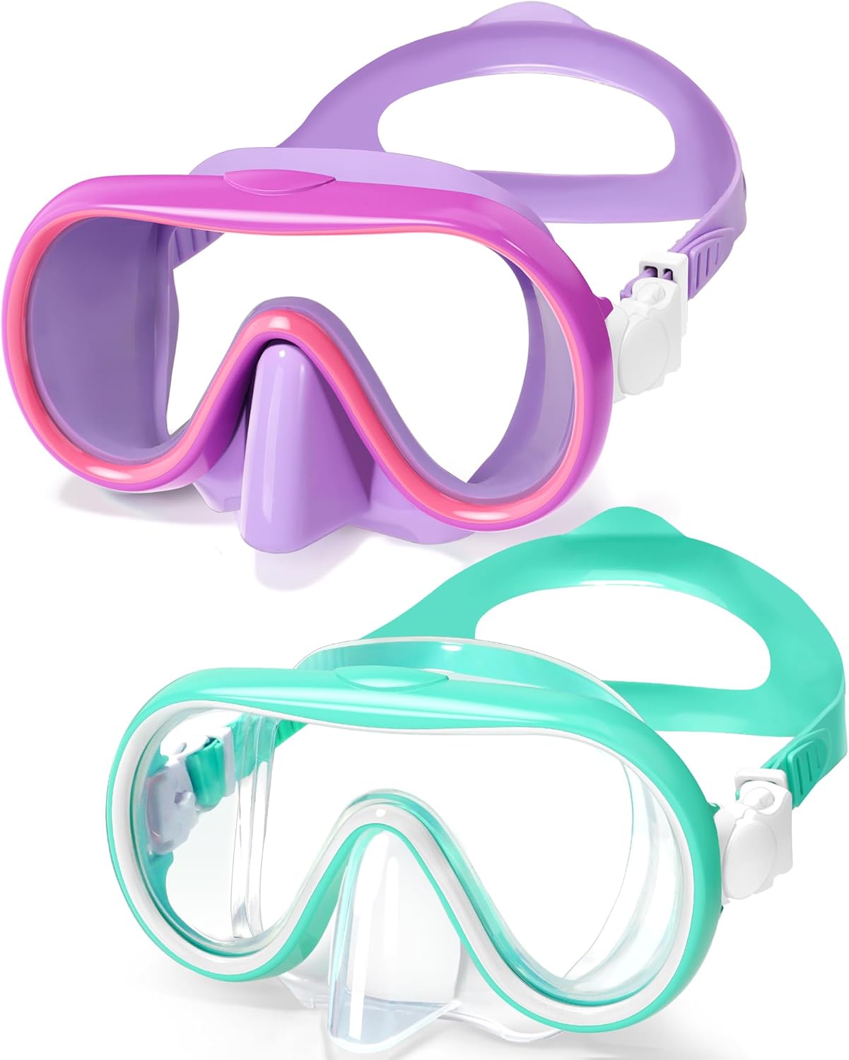 Seago Kids Swim Goggles with Nose Cover for Girls Boys Youth, 2 Pack Clear Visio