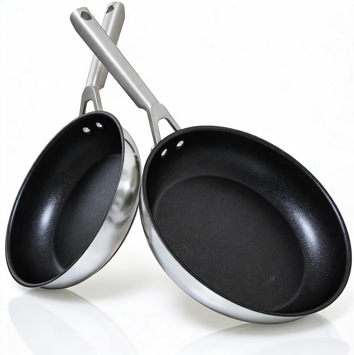 RV pan Stainless Steel Non Stick Fry Pan Set,8 & 10 Inch,Gas Electric Induction 