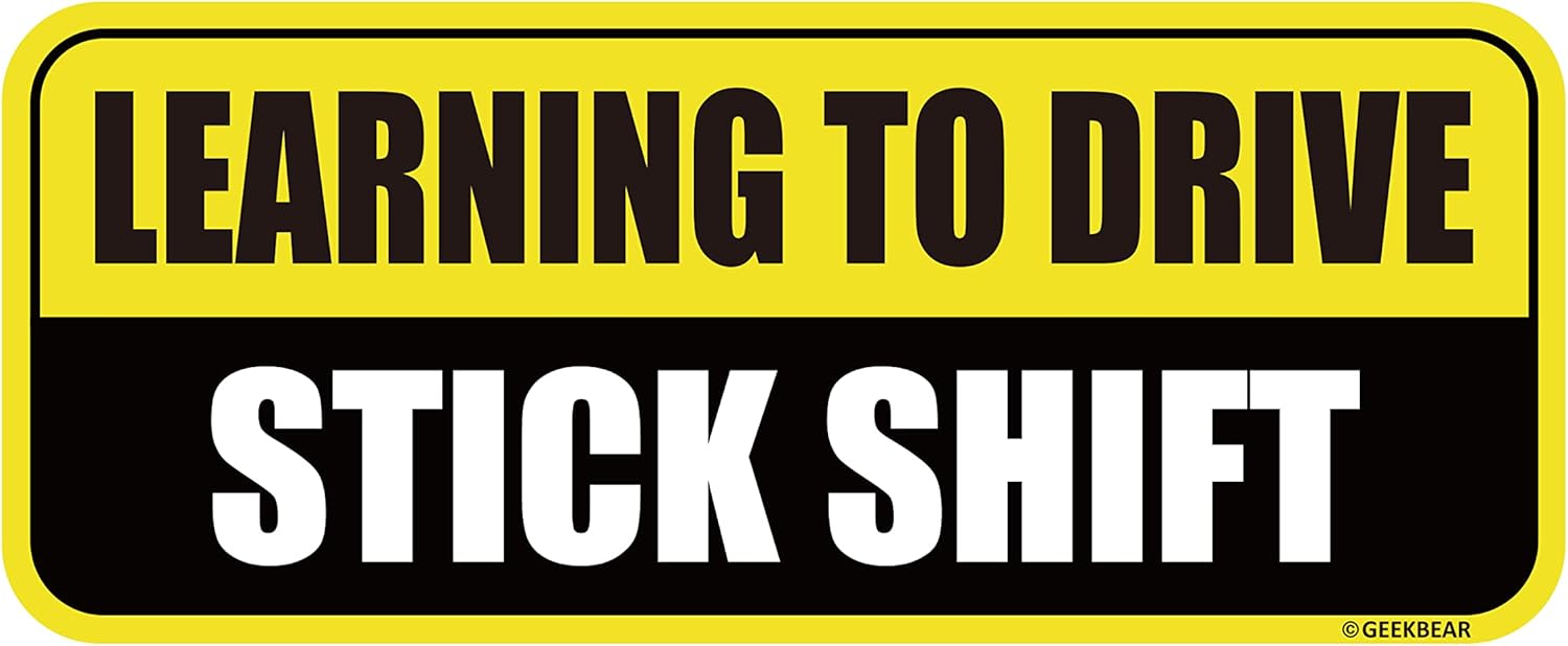 GEEKBEAR Learning to Drive Stick Shift Car Magnet - Colorful, Reflective, Weathe