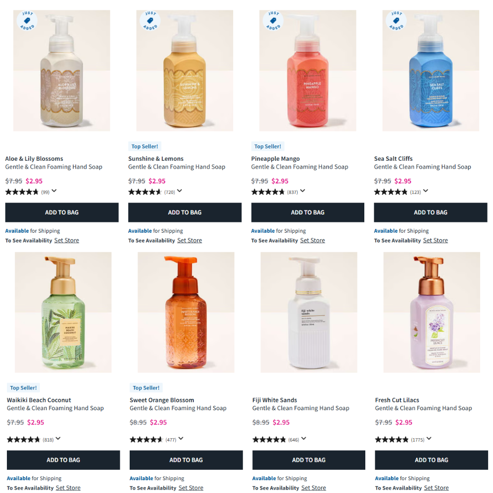 Hand Soaps Sale at Bath & Body Works: $2.95