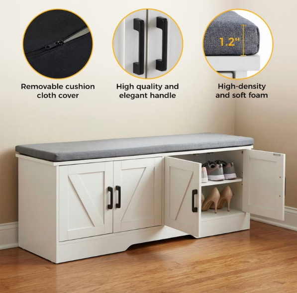 Gianna 39 Inch Shoe Storage Bench Deal at Walmart