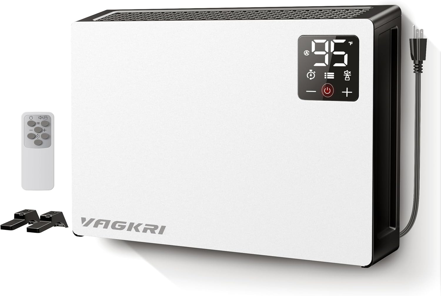 VAGKRI Quiet Electric Space Heater, Wall Mounted Heater 1500W Fast Heating with 