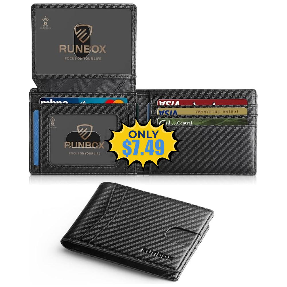 RUNBOX Men’s Slim Rfid Leather Wallet Deal: Save 46%