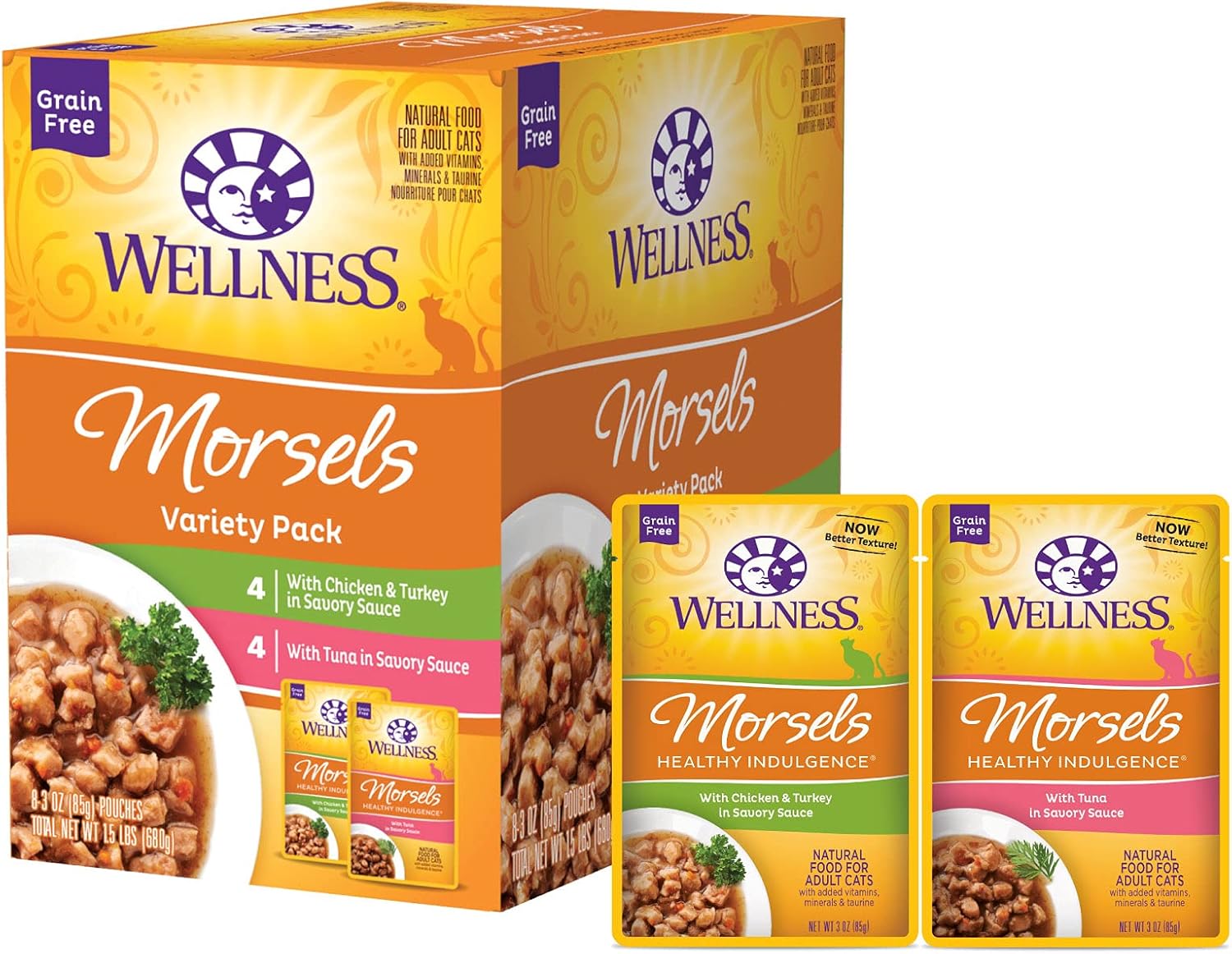 Wellness Healthy Indulgence Morsels Variety Pack Adult Wet Cat Food, Natural, Pr