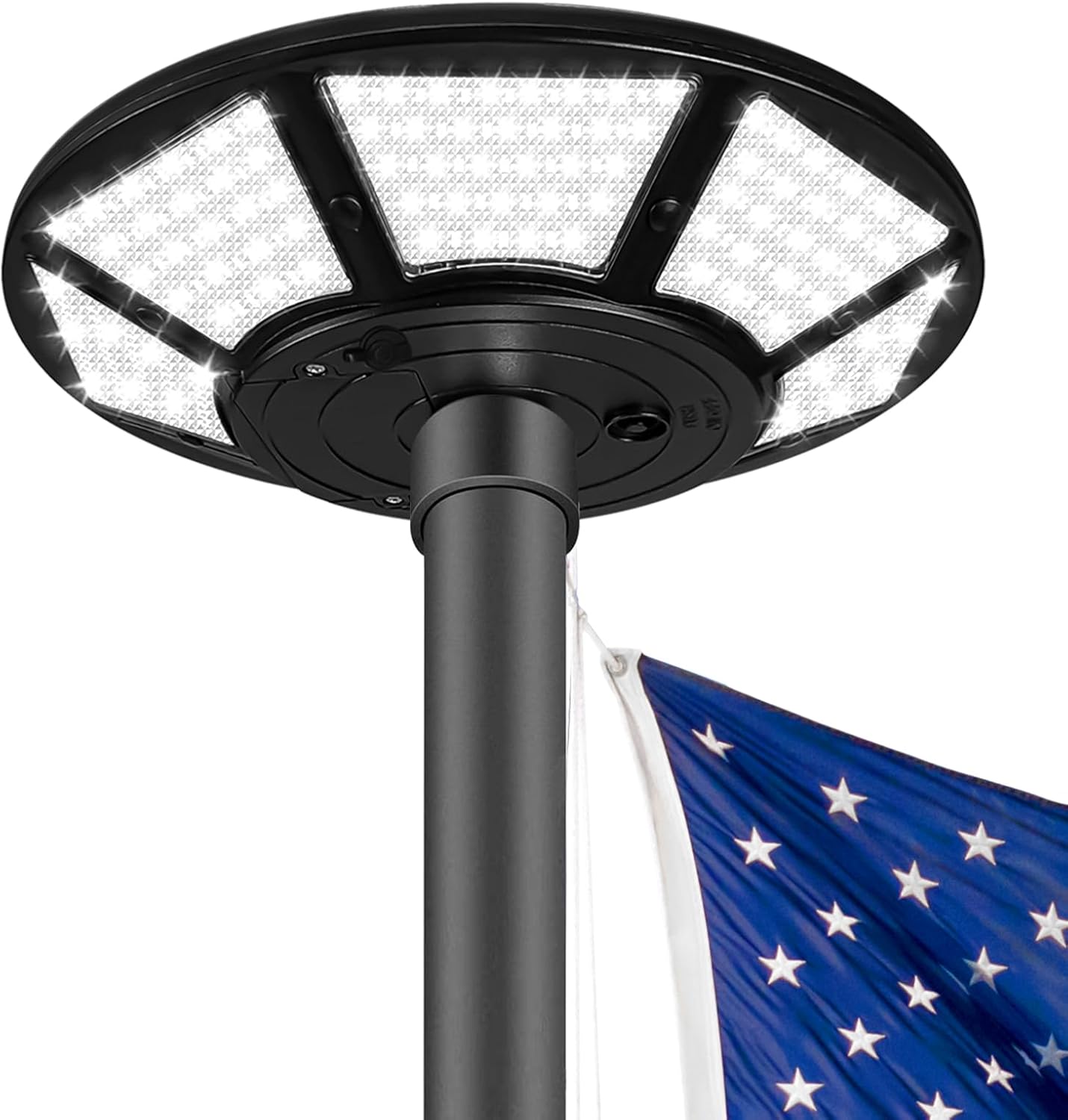 RAYSLIT Solar Flag Pole Light – Solar + DC Backup, 440 LEDs, Waterproof High?Out