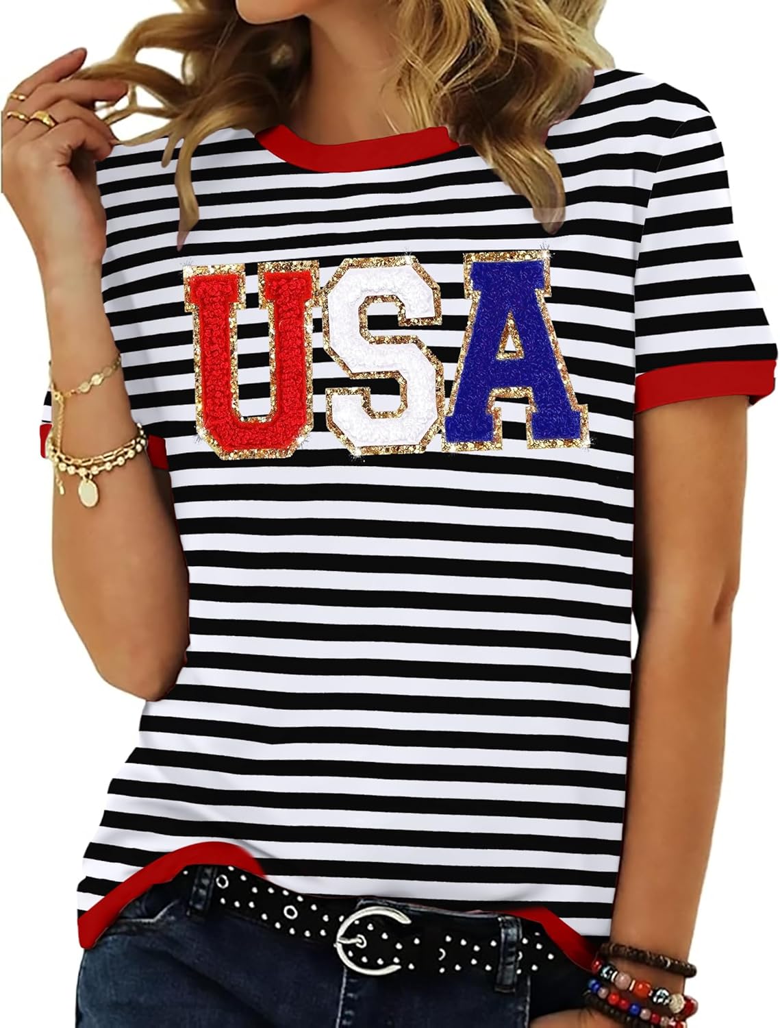 Ithalt Women 4th of July Shirt Fourth of July ONLY $16.99 at Amazon