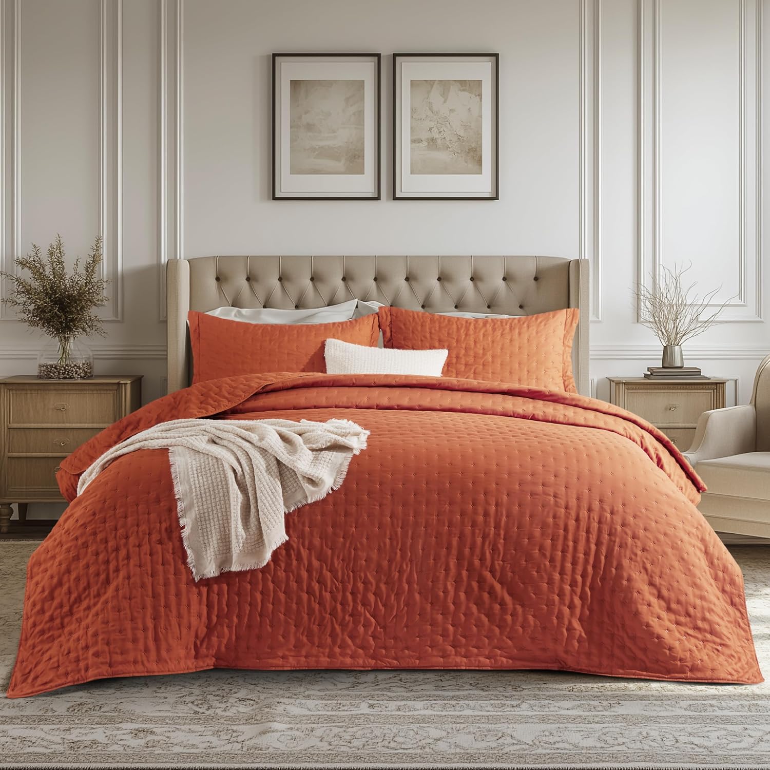Bedsure Quilts Queen Size – Red Orange Bedspr ONLY $28.24 at Amazon