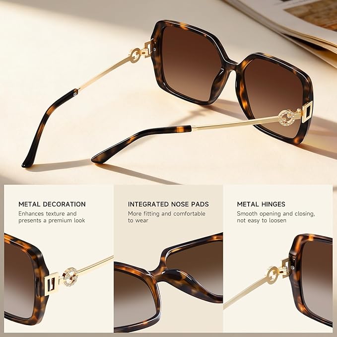 Women Oversized Vintage Style Sun Glasses UV Protection
