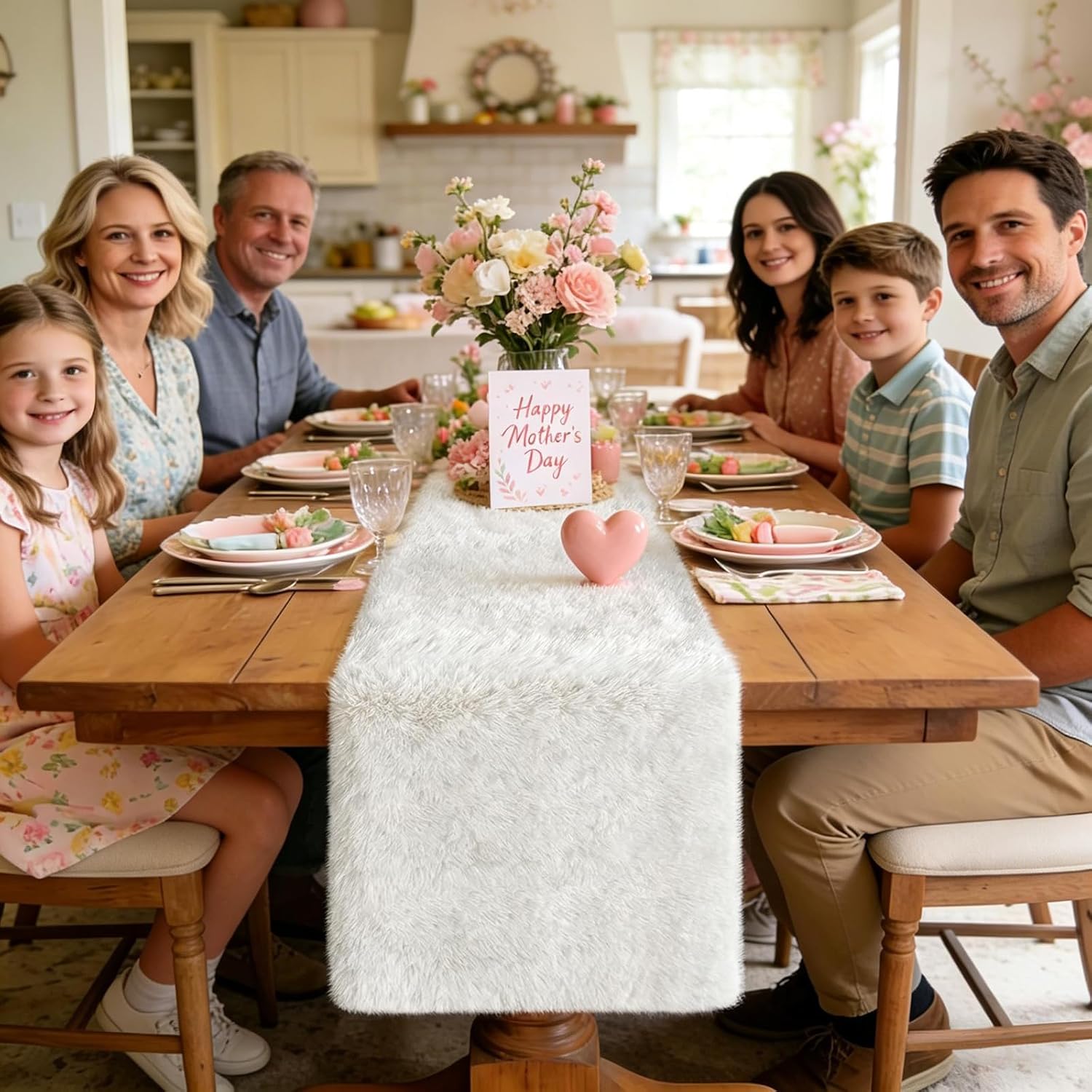 yuboo White Fur Table Runner ONLY $15.29 at Amazon