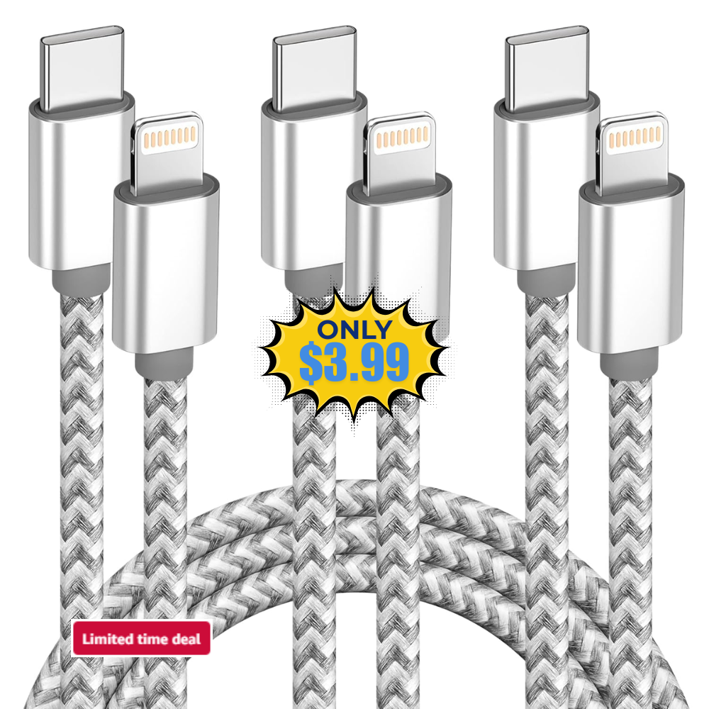 USB C to Lightning Cable 3Pack 6 FT