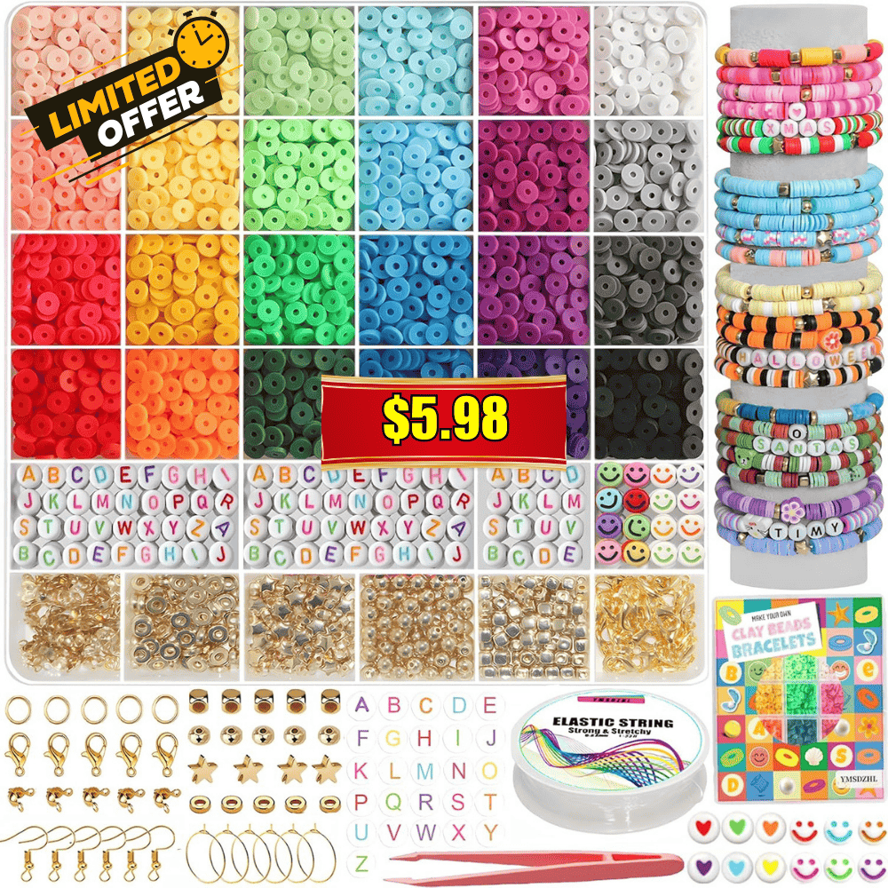 6000+PCS Clay Beads Bracelet Making Kit