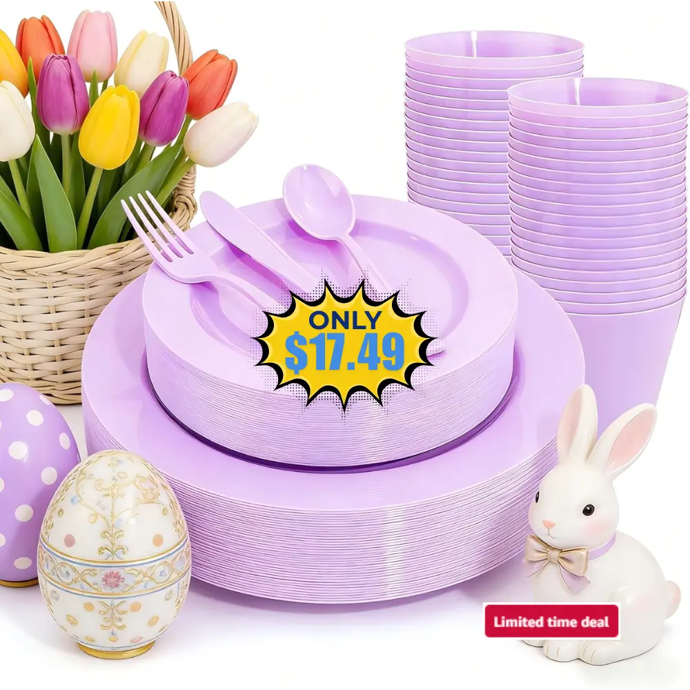 KIRE 150 PCS Purple Plastic Plates