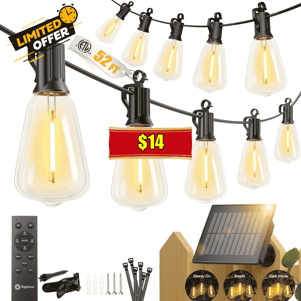 Brightown 52FT Solar String Lights Deal at Brightown