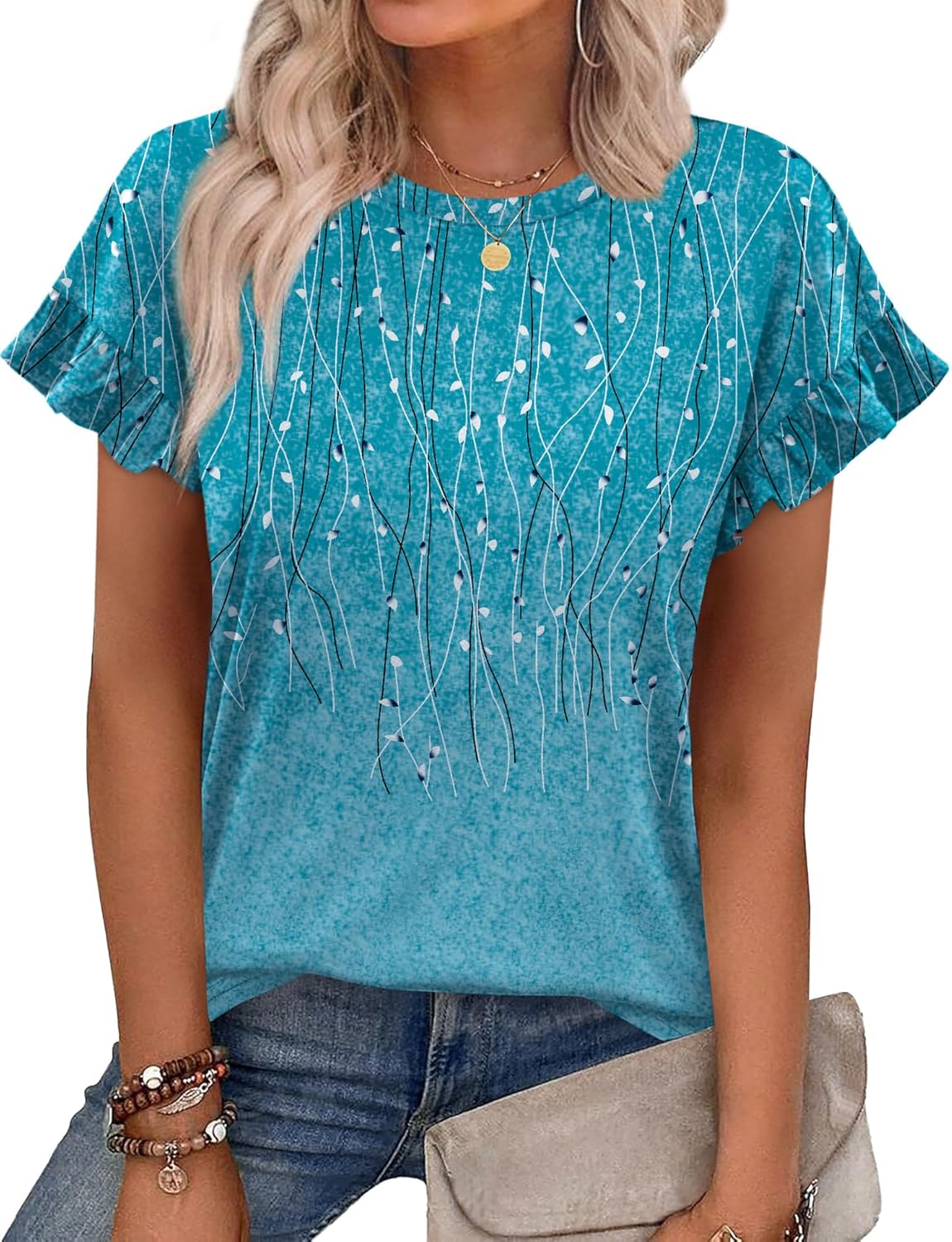 OFEEFAN Plus Size Ruffle Sleeve Top just $20.99 at Amazon