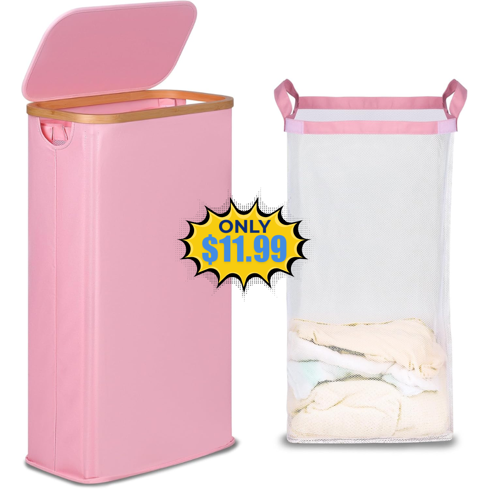 efluky Slim Laundry Basket with Lid