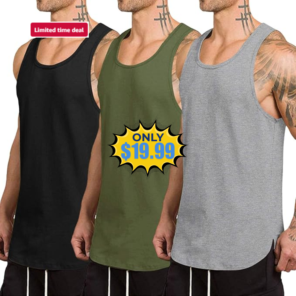 Men’s 3 Pack Quick Dry Workout Tank Top