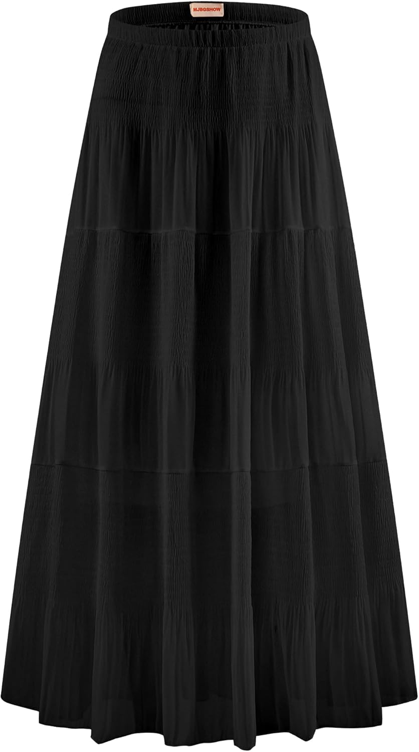 MJBGSHOW Womens Chiffon Long Skirt Elastic Hi at an Amazing Price on Amazon