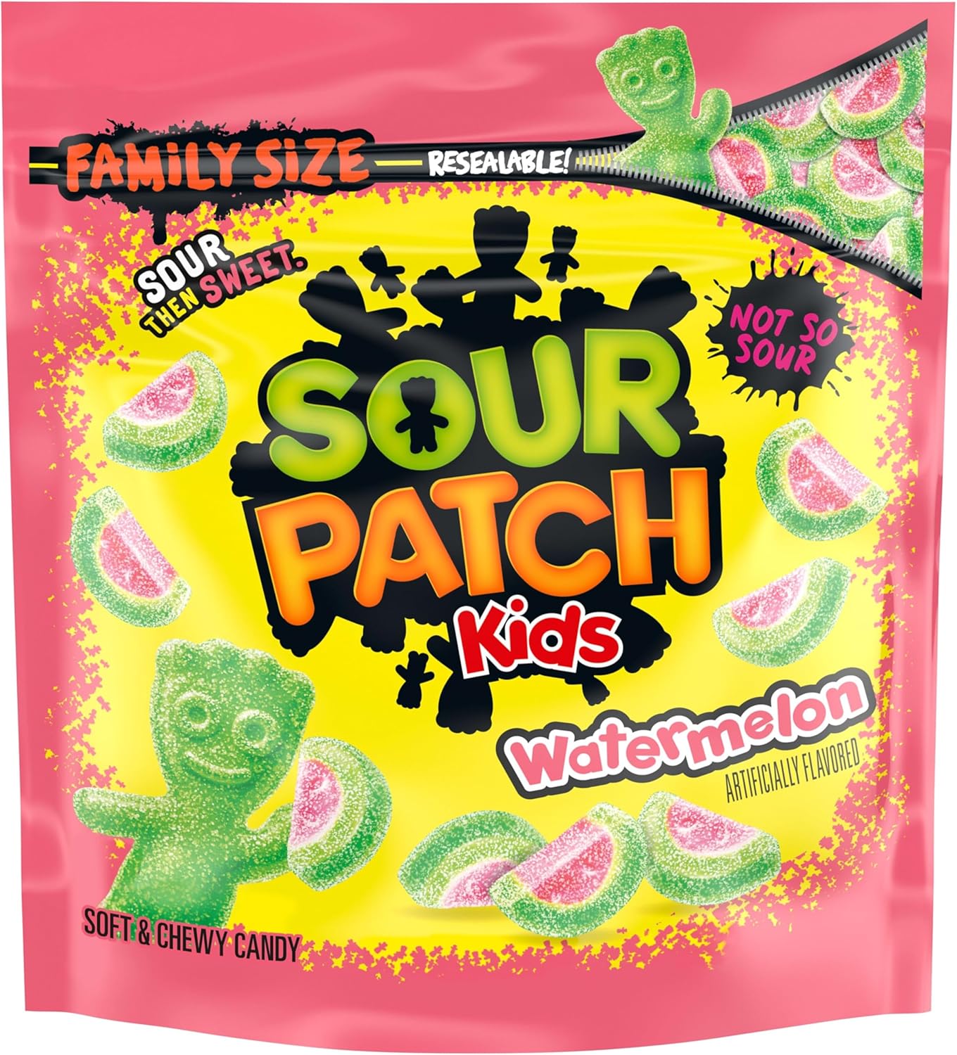 SOUR PATCH KIDS Watermelon Soft & Chewy Gummy Candy, Family Size, Bulk Candy, 1.