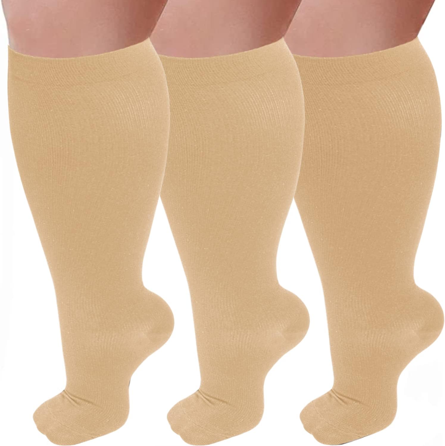 3 Pairs Plus Size Compression Socks for Women ONLY $17.99 at Amazon