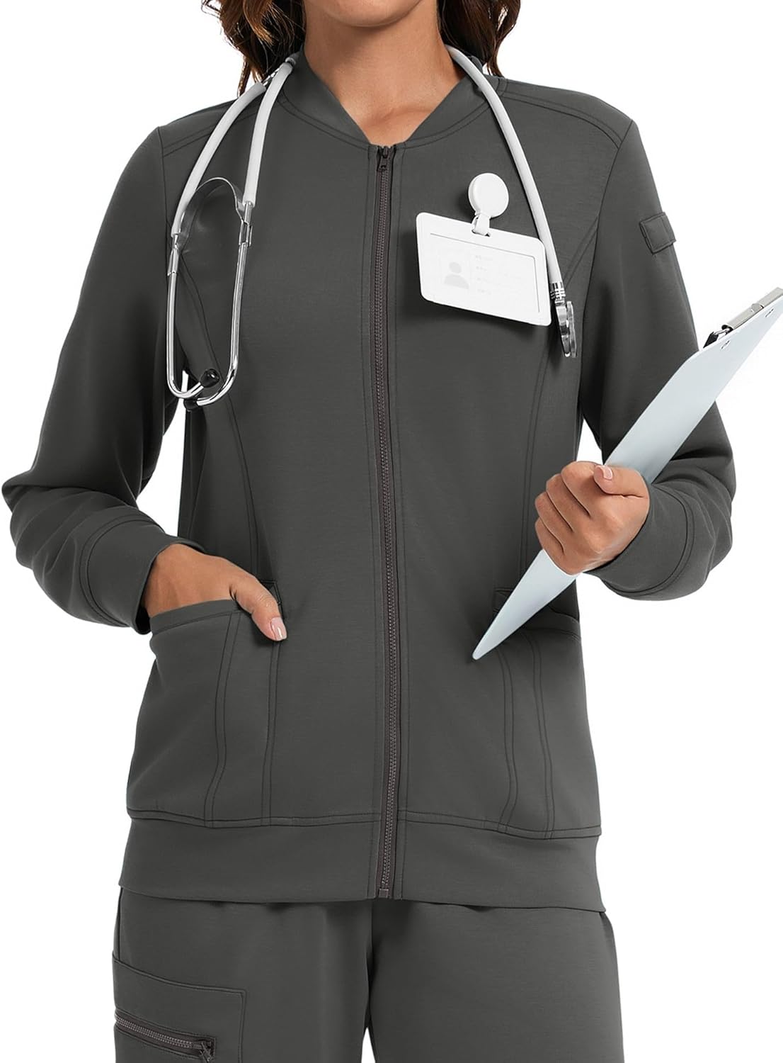 LOMON Scrub Jacket for Women Zip Front Medica ONLY $28.99 at Amazon
