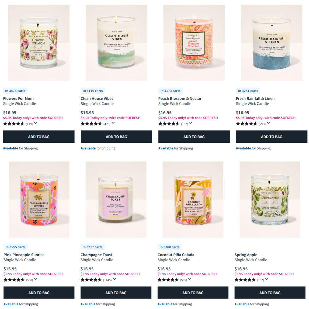 Single Wick Candles Deal at Bath & Body Works: Save $11
