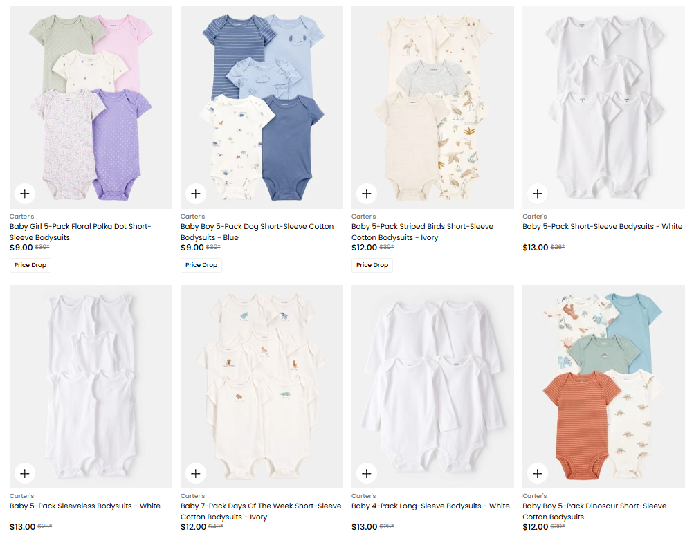 Baby 5-Pack Bodysuits Sale From $9.00 at Carter’s