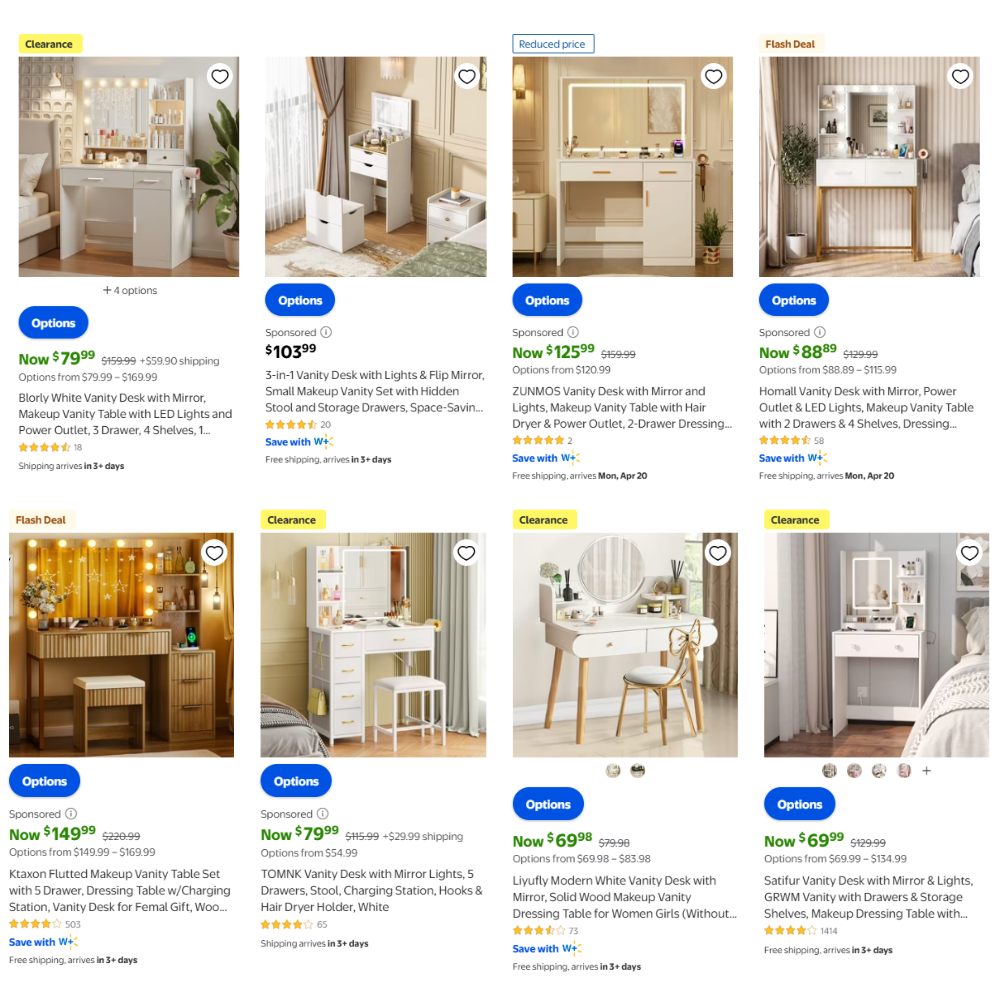 Vanity Sets Sale at Walmart: Save $80
