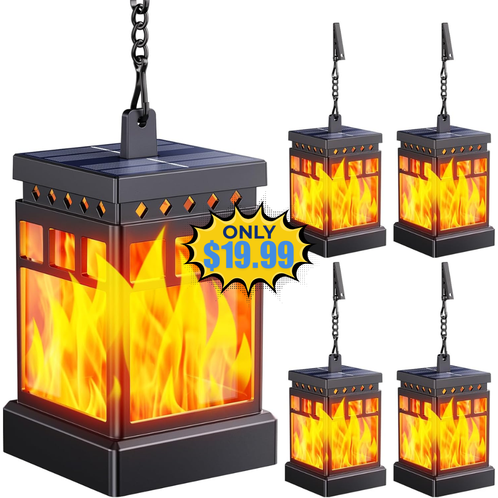 KOOPER Hanging Solar Lanterns Outdoor, 4PCS