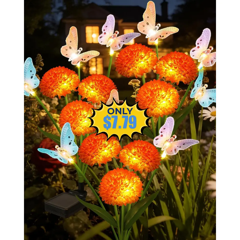 3 Pack Swaying Butterfly & Flowers Solar Light