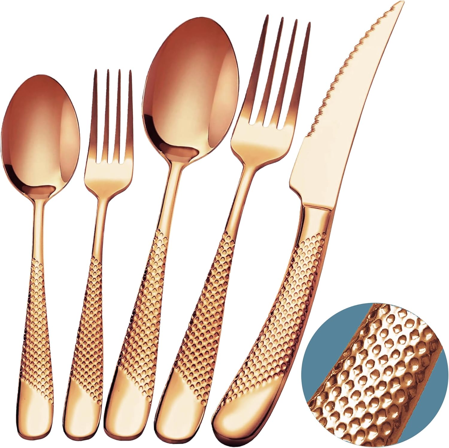 Runfly 20 Piece Hammered Rose Gold/Copper Sil ONLY $39.99 at Amazon