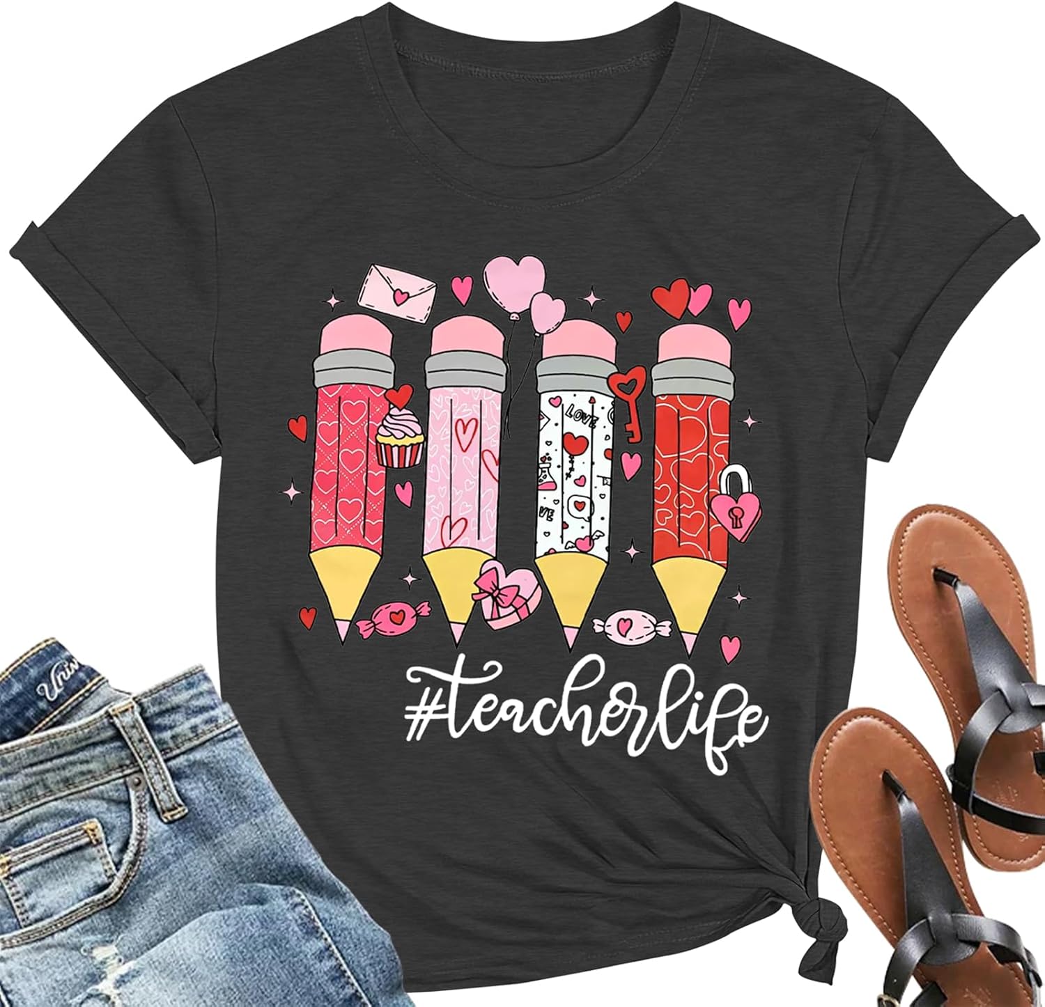 Teacher Valentines Shirts Women Cute Love Hea ONLY $14.99 at Amazon