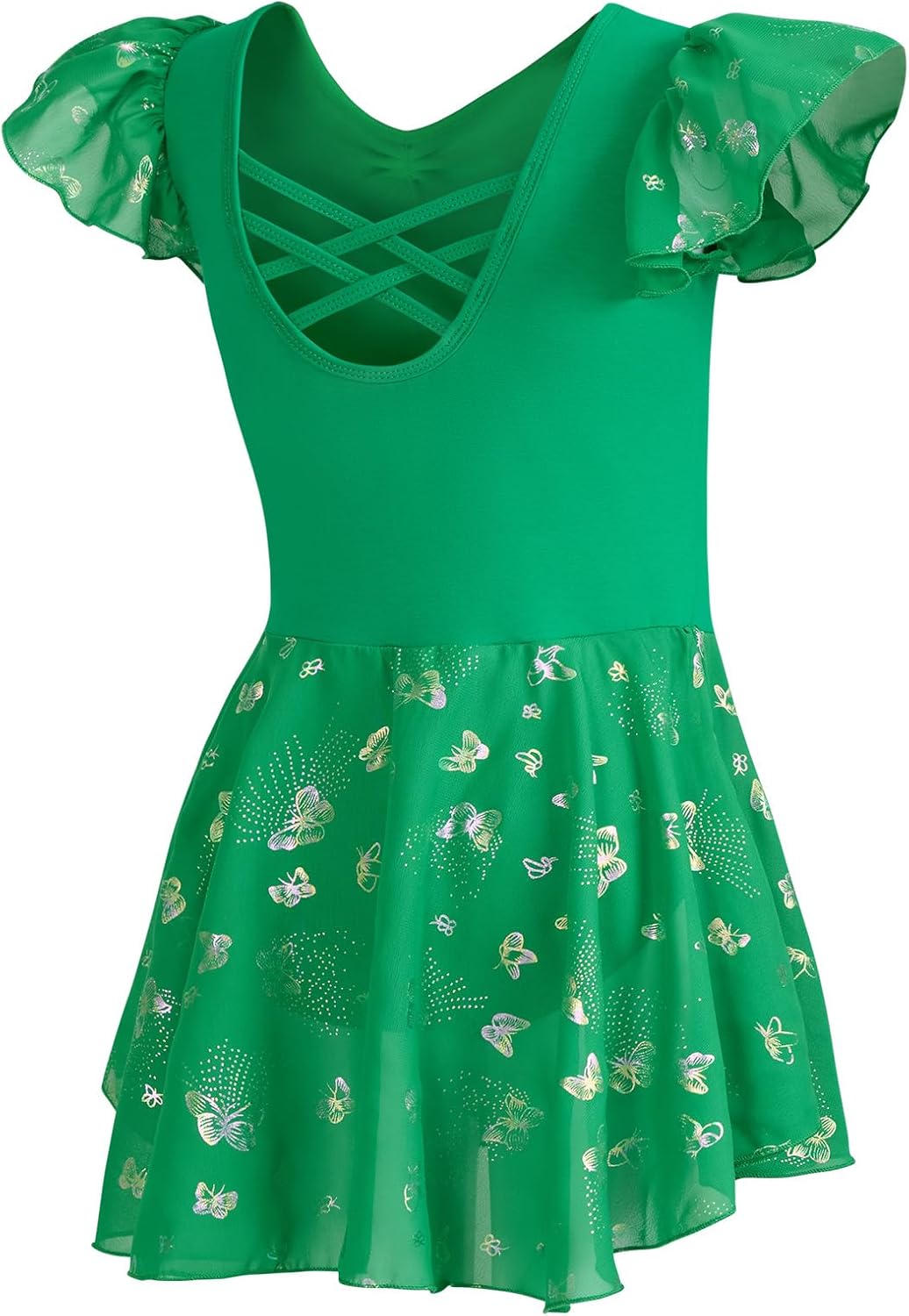 DIPUG Ballet Leotards for Girls with Skirt Shiny Toddler Dance Leotard Butterfly