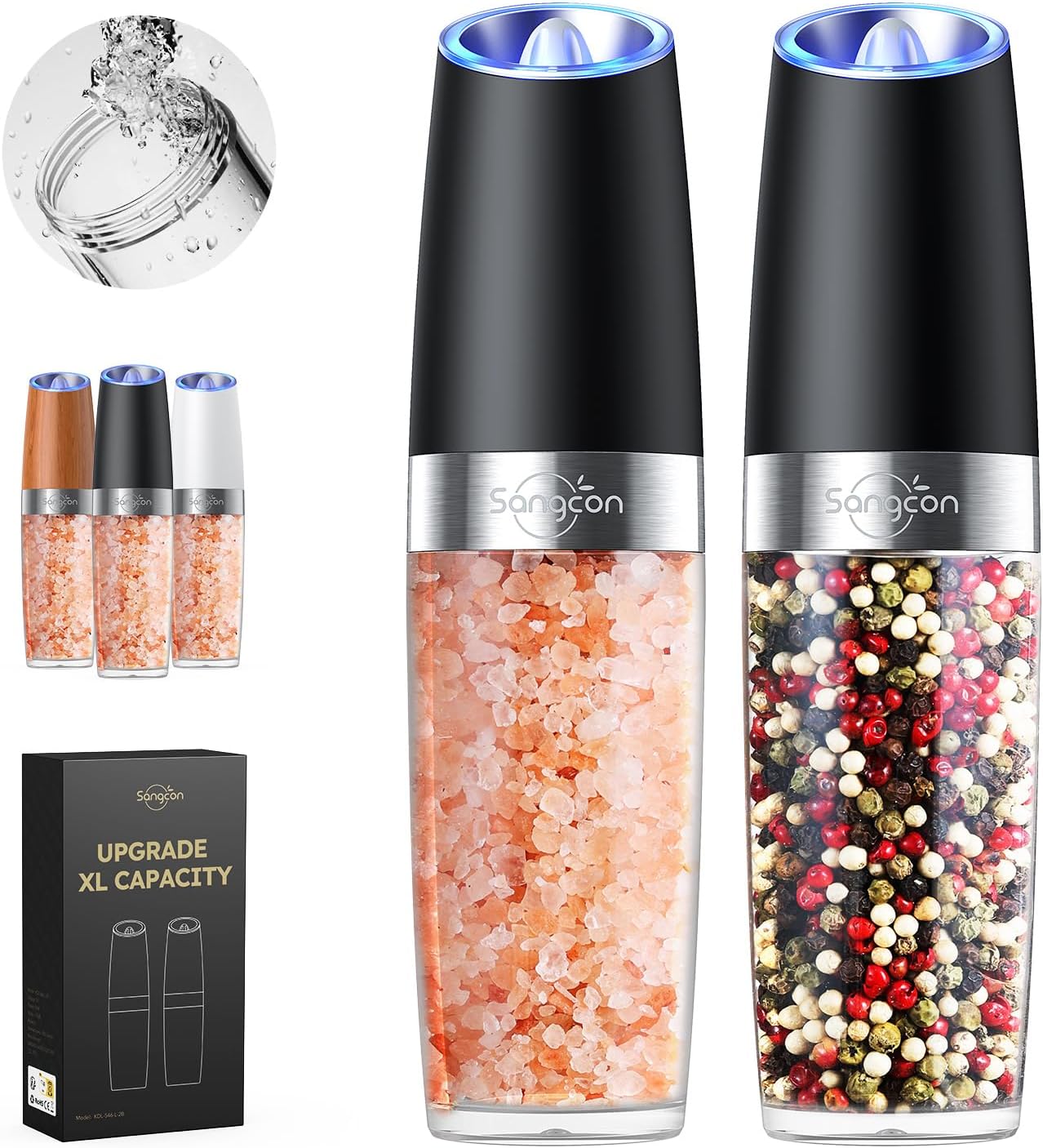 Sangcon Gravity Electric Salt and Pepper Grinder Set just $ at Amazon