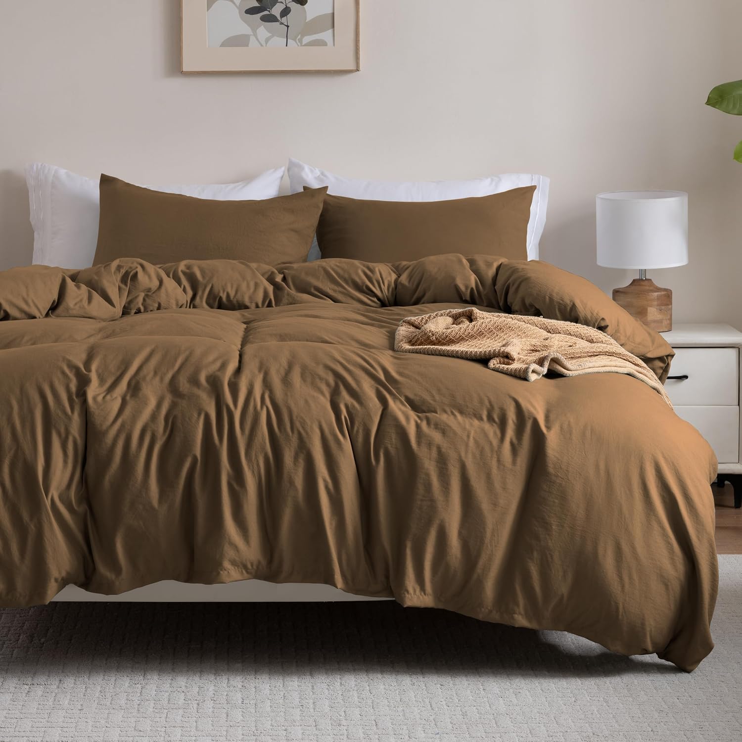 Ranunculus Washed Khaki Duvet Cover Set just $ at Amazon