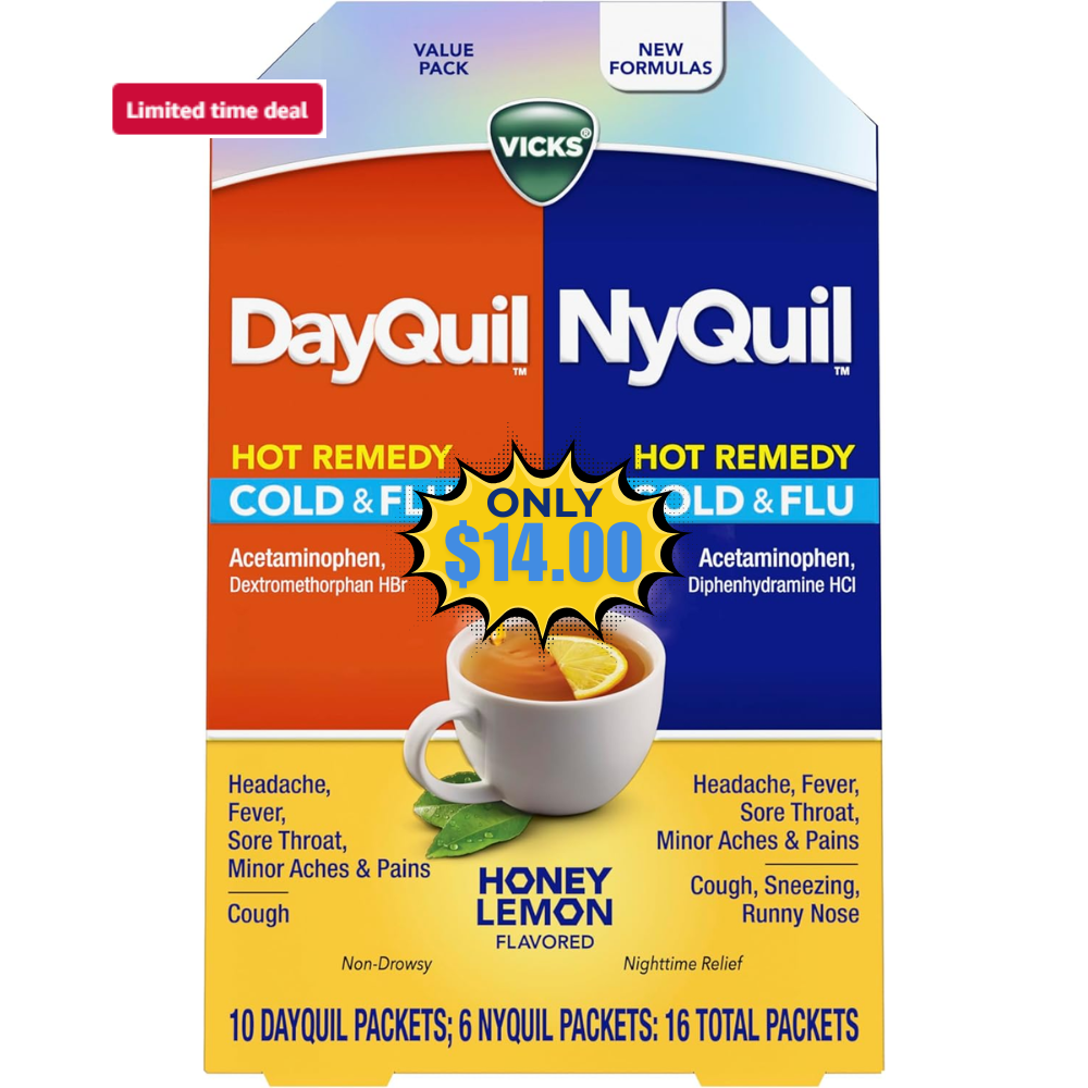 Vicks DayQuil & NyQuil Hot Remedy Powder Mix Deal: Save 30%