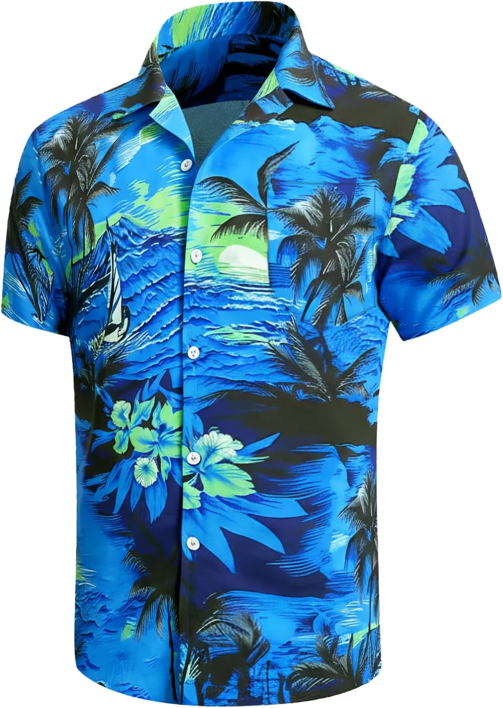 Men’s Hawaiian Shirt Funky Blue Beach Printed ONLY $14.77 at Amazon
